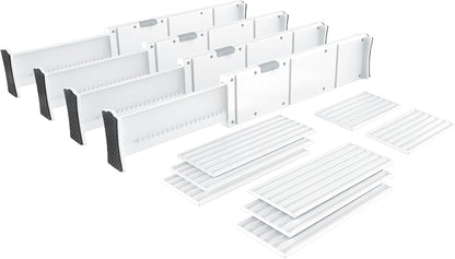 KABUM Upgrade Adjustable Drawer Divider Organizer Clothes Dresser Organizer,Expandable Organization for Home, Office,2.8" High Expandable from 11.7" to 18.5",4 Dividers with 6 Long and 2 Short Inserts