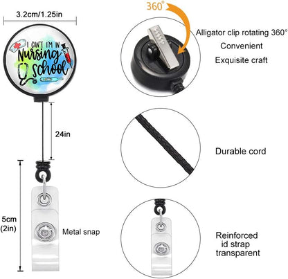 Retractable Blue Badge Reel- Badge Holder with Alligator Clip - 3 Pack Nurse Badge Clip for ID Card (Blue Nurse)