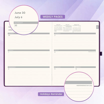 2025-2026 Planner - Academic Planner 2025-2026, July 2025 - June 2026, Planner Daily Weekly and Monthly, 8.5" x 11", Pen Holder, Calendar Stickers, Pocket, 25 Notes Pages, Faux Leather Cover