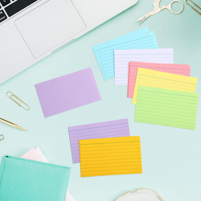 Fainne 2100 Pcs Colored Index Cards Bulk Neon Ruled Note Cards with Lines for Studying Rainbow Pad Index Notecards for Studying School Supply College Office(3 x 5 Inch,Light Color)
