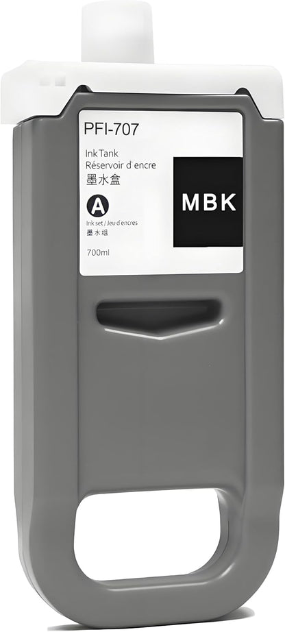 PFI-707 Ink Cartridge PFI707 Ink Tank Compatible with Canon imagePROGRAF PF830, iPF840, iPF850 CAD Plotters 700 ML (1-Pack, Matte Black)