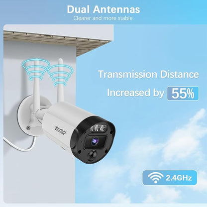 【90ft Super Night Vision】 Outdoor Wireless Security Camera System, Wireless Cameras for Home Security, WiFi Video Surveillance DVR Kits