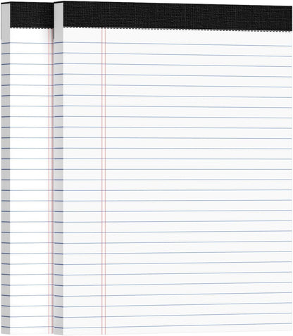 2pcs Legal Pads 8.5 x 11, Notepads 8.5 x 11 Inch, White Note Pads Clear Print Writing Pads of Paper, Memo Pads , Perforate Legal Notepads Paper , Wide Ruled Lined with Sturdy Back,50 Sheets/Pack