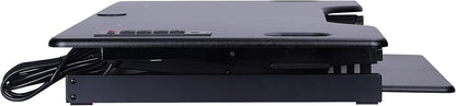 Rocelco 46" Height Adjustable Standing Desk Converter - Desktop AC USB Charger - Sit Stand Up Triple Monitor Riser - Tall Computer Workstation - Retractable Keyboard Tray - Black (R DADRB-46-ACUSB)