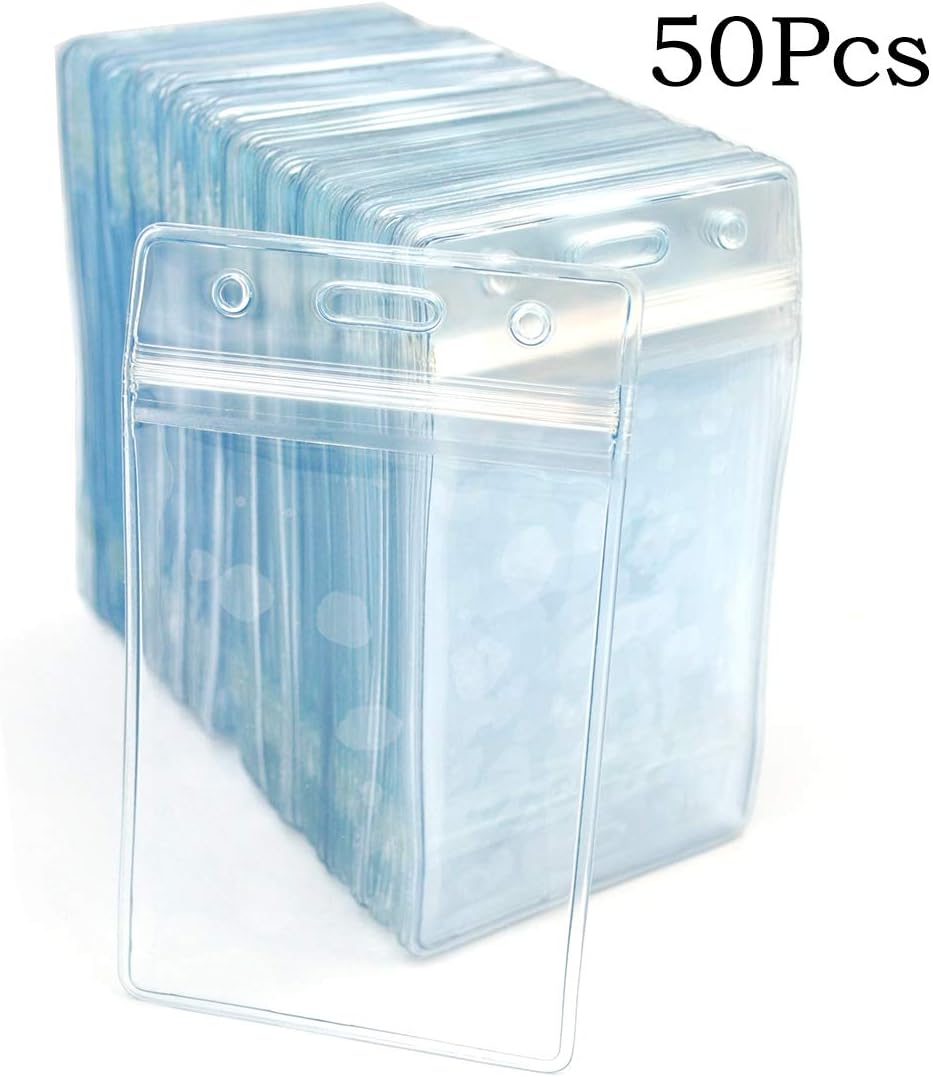 Bird Fiy Lanyards with Id Holder Badges Name Tags 50 Pack Lanyards with Bulldog Clip and 50 Pack Waterproof Clear Plastic Vertical Name Tag Badge ID Card Holders (Green)