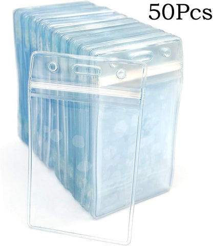 Bird Fiy Lanyards with Id Holder Badges Name Tags 50 Pack Lanyards with Bulldog Clip and 50 Pack Waterproof Clear Plastic Vertical Name Tag Badge ID Card Holders (Yellow)