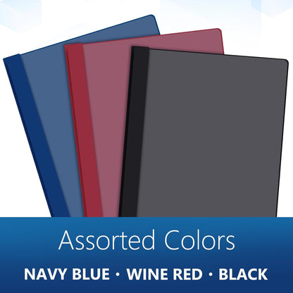 48 Pack Plastic Report Covers with 3 Prongs Presentation Folders Bulk, 100 Sheet Capacity, Clear Front Report Covers for Presentation Document Paper School Office Supplies (Dark Colors)