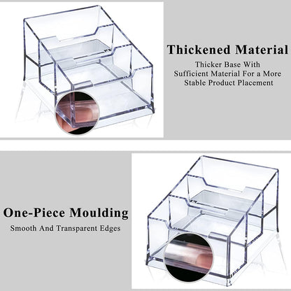 3 Pack Clear Acrylic Business Card Holder,3 Tier Premium Acrylic Clear Business Card Holder Stand for Desk Fits 150 Business Cards