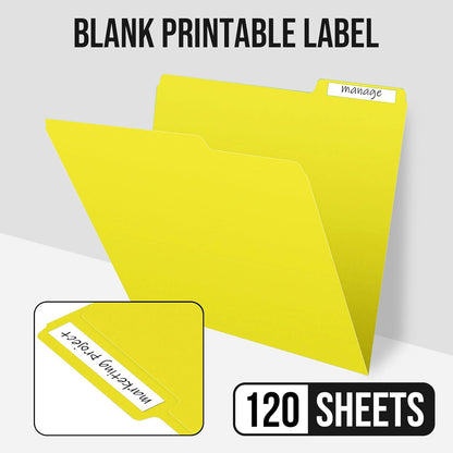 File Folders,IntoJoy 120 Pack Colored File Folder Letter Size, 1/3 Cut Tab Filing Folders for Office School Business File Document Organization,Yellow