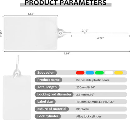 100 Plastic Tags Water Proof Tags for Labeling Shipping Tags Security Tamper Seals Hanging Tags Writable Marker Ties Storage Tag with One Marker Pen (White)