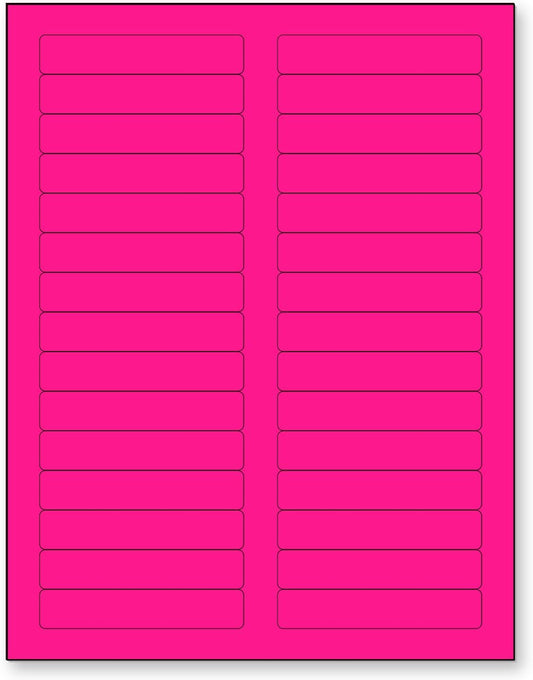NextDayLabels - 8-1/2 x 11 Neon Color High Light Fluorescent Labels for Laser & Inkjet Printer (Pink Fluorescent, 2/3" x 3-7/16" - 30 Per Page | 750 Labels)