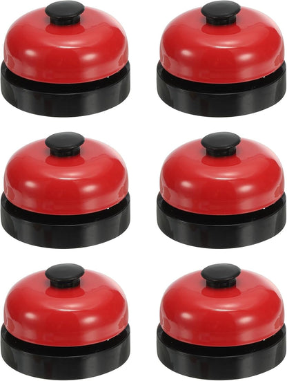 PATIKIL 6 Pcs Desk Call Bell 2.5" Dia with Metal Anti-Rust Construction Black/Red