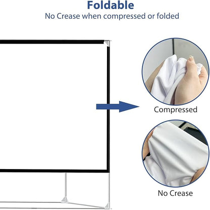 Projector Screen and Stand 150 inch Large Outdoor Projection Screen 16:9 HD 4K Portable Projection Movie Screen with Carry Bag Foldable Anti Crease Windproof Design for Home Theater Backyard Cinema