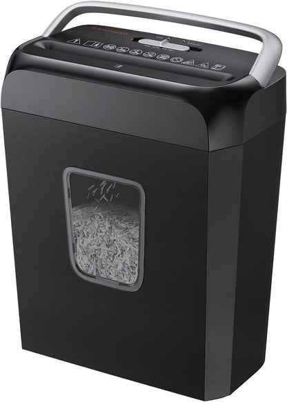 Bonsaii Paper Shredder for Home Use, 3.4 Gal Wastebasket, 6 Sheet Crosscut Paper Credit Cards, Staples, and Clips Shredder for Home Office Use, Portable Handle Design (C237-B New Version)