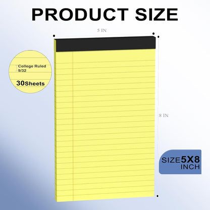 6pcs Small Note Pads, Color Notepads 5x8 College Ruled Notebook, Writing Pads 5 x 8, Legal Pads, Memo Pad Paper Perforate Narrow Ruled Notebooks for Work, School, Office Supplies,30 Sheets/Pack