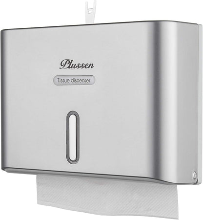 Paper Towel Dispenser Wall Mount, Adhesive No Drilling Multifold Trifold C Fold Commercial Hand Towel Dispenser,Silver