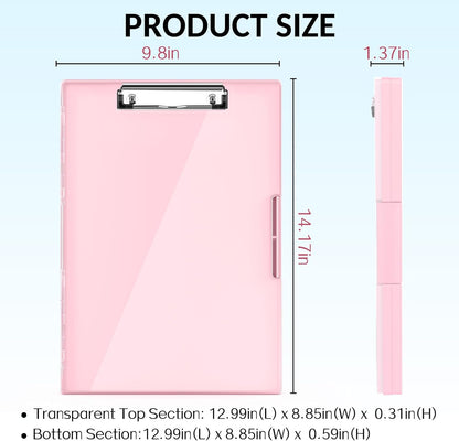 Sooez Clipboard with Storage, Heavy Duty Cleaview Clip Boards 8.5x11 with Dual Storage, Dry Erase Plastic Nursing Clipboard, High Capacity Clipboards Folder for Teacher Nurse, School & Office Supplies