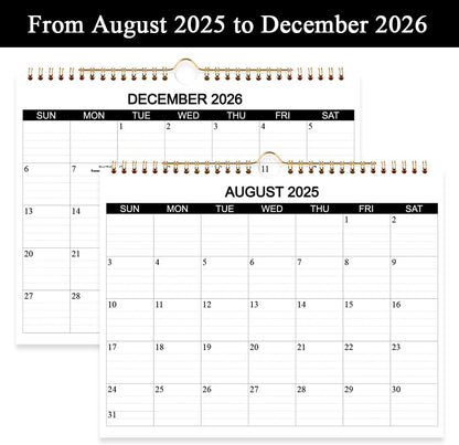 Calendar 2025-2026 - Wall Calendar 2025-26 Runs from August 2025 to December 2026, 17 Months Calendar with Thick Paper for Planning at Home or Office, 8.5 x 11 Inch, Black