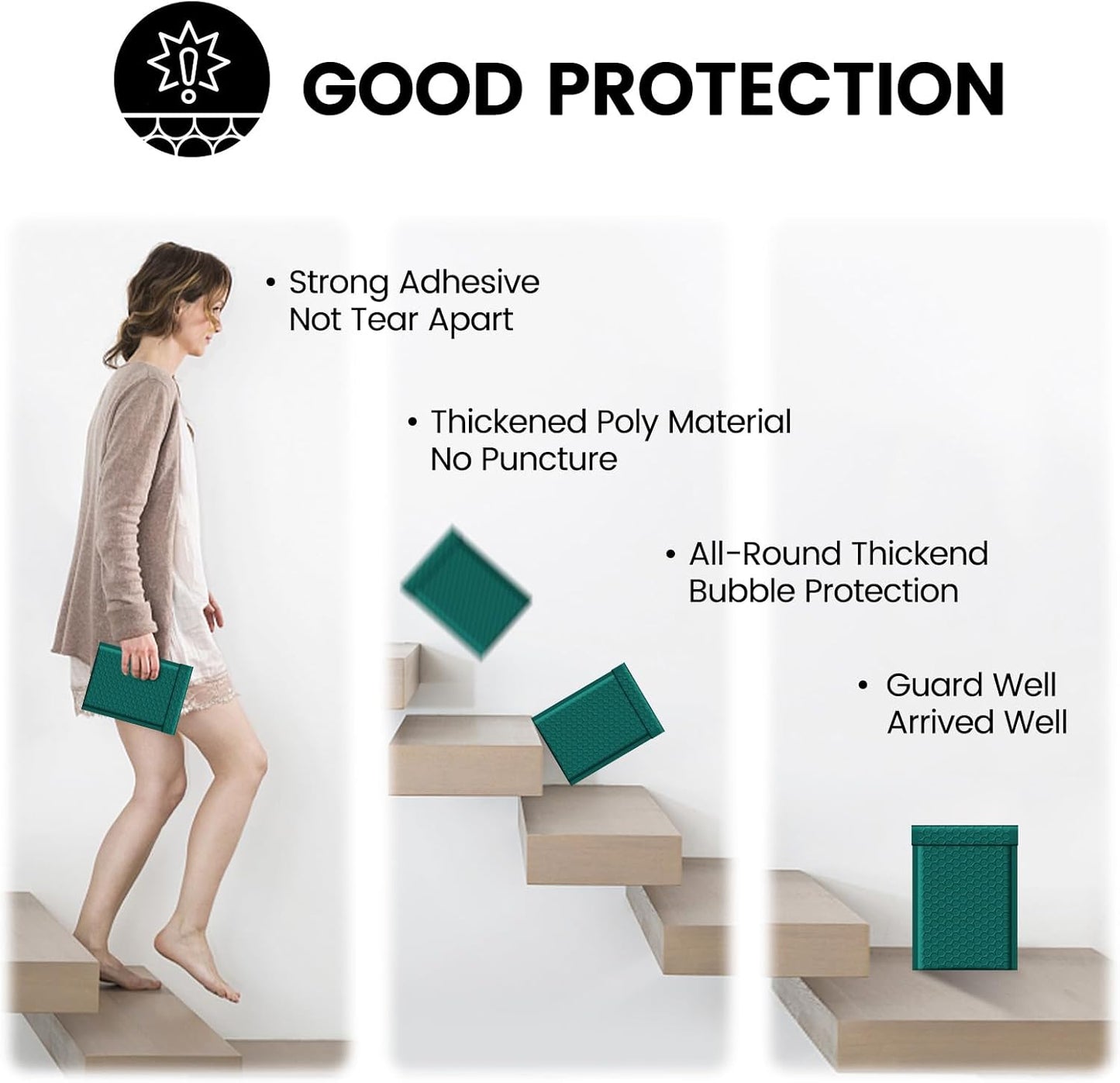 Fuxury Bubble Mailers 4x8" 800 Pack Forest Green Bubble Mailer Bulk Usable Size 4x7" Padded Envelopes Waterproof Shipping Envelopes Padded Mailers for Small Business Mailing #000