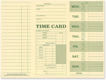 NextDayLabels - Employee Attendance Weekly Time Card (Pack of 250)