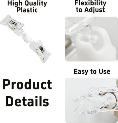 30PCS Double End Mini Sign Holder Clips, Rotatable Price Signs Display Clips, Plastic Retail Cards Clips for Merchandise/Retailers