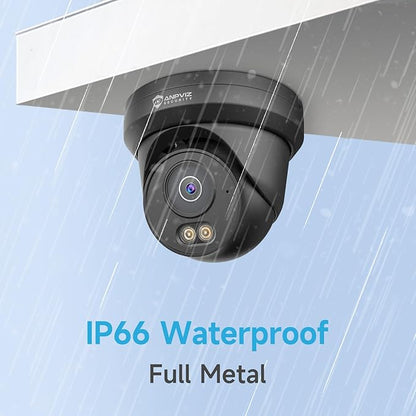 Anpviz 6MP PoE IP Camera Black, 3K Full Metal Turret Security IP Camera Outdoor Indoor, Smart Dual Light Color Night Vision, AI Human Vehicle Detection, Built-in Mic, 2.8mm Lens, IP66 Waterproof, NDAA