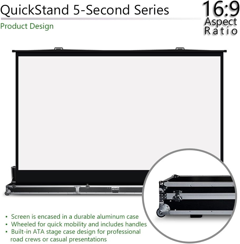 Elite Screens QuickStand 5-Second Series, 150-INCH 16:9, Manual Pull Up Projector Screen, Movie Home Theater 8K / 4K Ultra HD 3D Ready, US Based Company 2-Year Warranty, QS150HD
