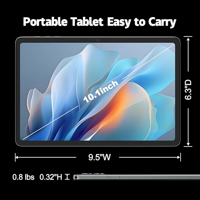 10 inch Tablet, Android 14 Tablet, 8GB RAM 128GB ROM 1TB Expansion, Octa-core Processor, 1280x800 HD Touch Screen, 5MP+8MP Dual Camera, WiFi 6, BT 5.0, 6000mAh Battery & Quad Speakers, Metal Grey