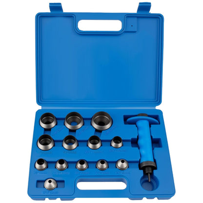 Hollow Punch Set, 14pcs Premium Leather Hole Punch Kit with Pin Point Punch Shaft, Gasket Cutting Puncher for Leather, Rubber & Plastic, 3/16" to 1-3/8"