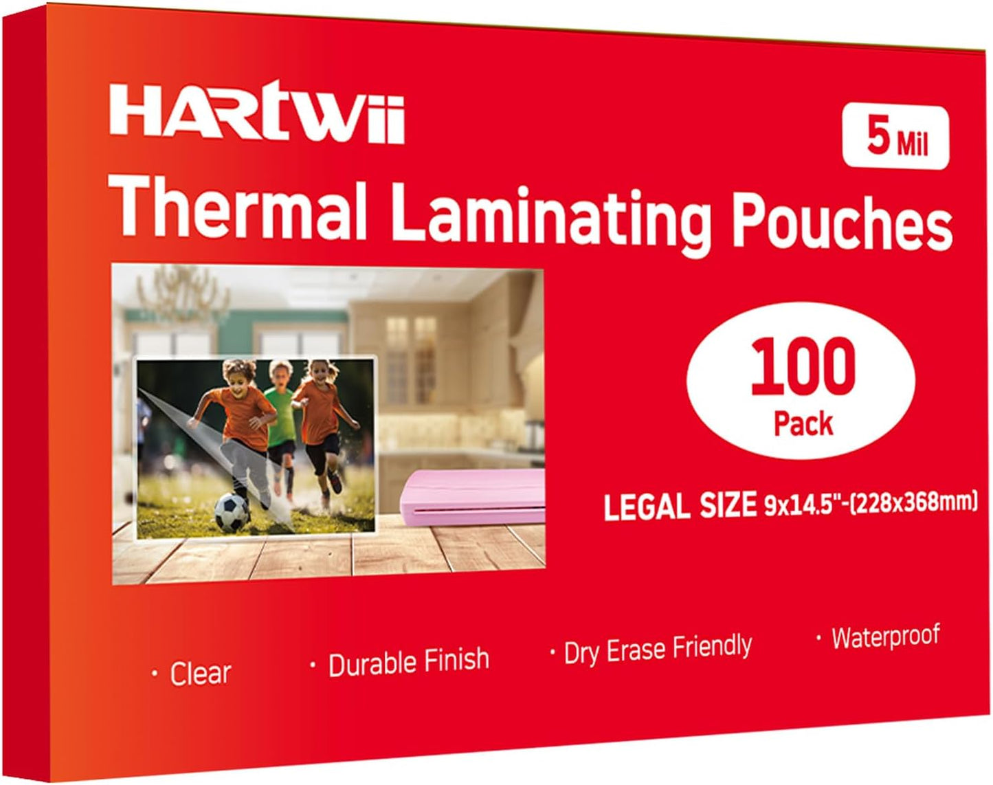 100Pack Legal Size Laminating Sheets 9x14.5inches Thermal Laminating Pouches for Extra Protection 5 Mil Clear Laminator Sheet