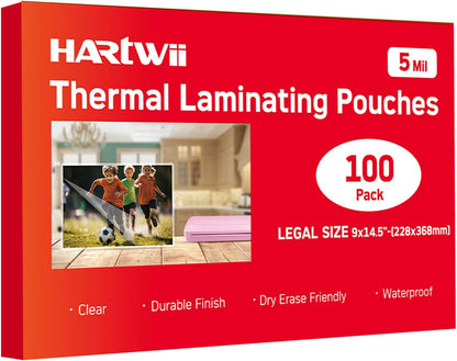 100Pack Legal Size Laminating Sheets 9x14.5inches Thermal Laminating Pouches for Extra Protection 5 Mil Clear Laminator Sheet