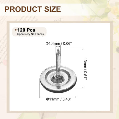 uxcell 120Pcs Push Pins, 11mmx15mm Round Flat Head Decorative Thumb Tacks Upholstery Tacks for Cork Board Office Wall Hangings, Black