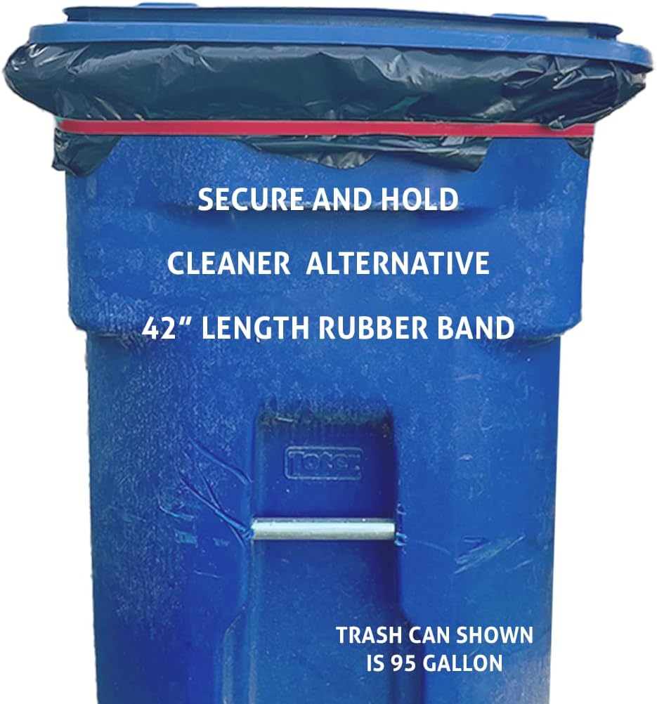 Rubber Bands for 95-96 Gallon Trash Cans - Industrial Strength and Grip - Pro Value - 6 Pack - Red