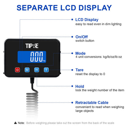 Digital Shipping Postal Scale 660lb/1oz Accuracy! Heavy Duty Postage Scale Extra-Large Capacity Stainless Industrial Scale for Small Business, Warehouse, Home, Battery&Charging Cable Included