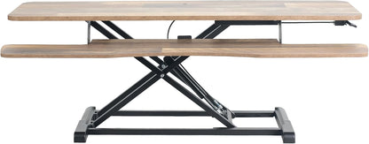 VIVO 42 inch Desk Converter, K Series, Height Adjustable Sit to Stand Riser, Dual Monitor and Laptop Workstation with Wide Keyboard Tray, Reclaimed Wood Top, Black Frame, DESK-V042KP