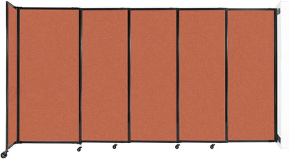 Wall-Mounted Sliding StraightWall Room Divider | Adjustable Widths | Locking Wheels | Room Separator | Up to 11'3" Wide x 6' Tall Papaya Fabric Panels