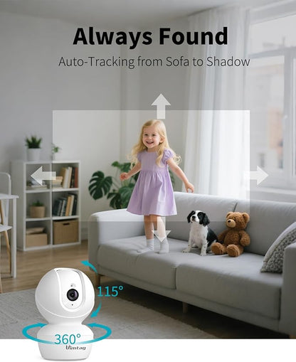 VIMTAG 4MP 5G Security Camera Indoor, Pet Camera with Speaker for Dog/Cat, Free AI Detection Indoor Camera with Phone App, Motion Tracking, Night Vision,2-Way Audio, Support 128GB Card(Not Included)