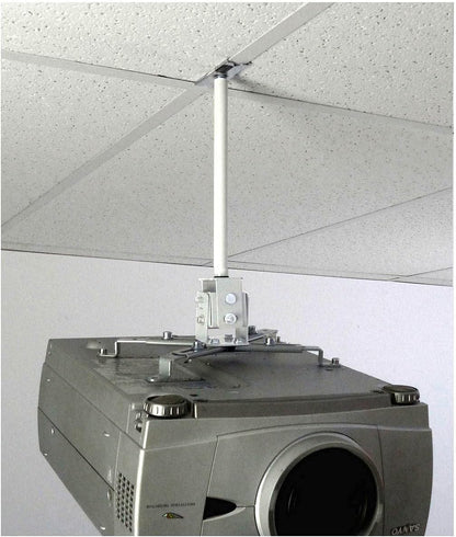 ALZO Short Suspended Drop Ceiling Video Projector Mount with Scissor Clamp for T-Bar Attachment with 10 Inch Drop