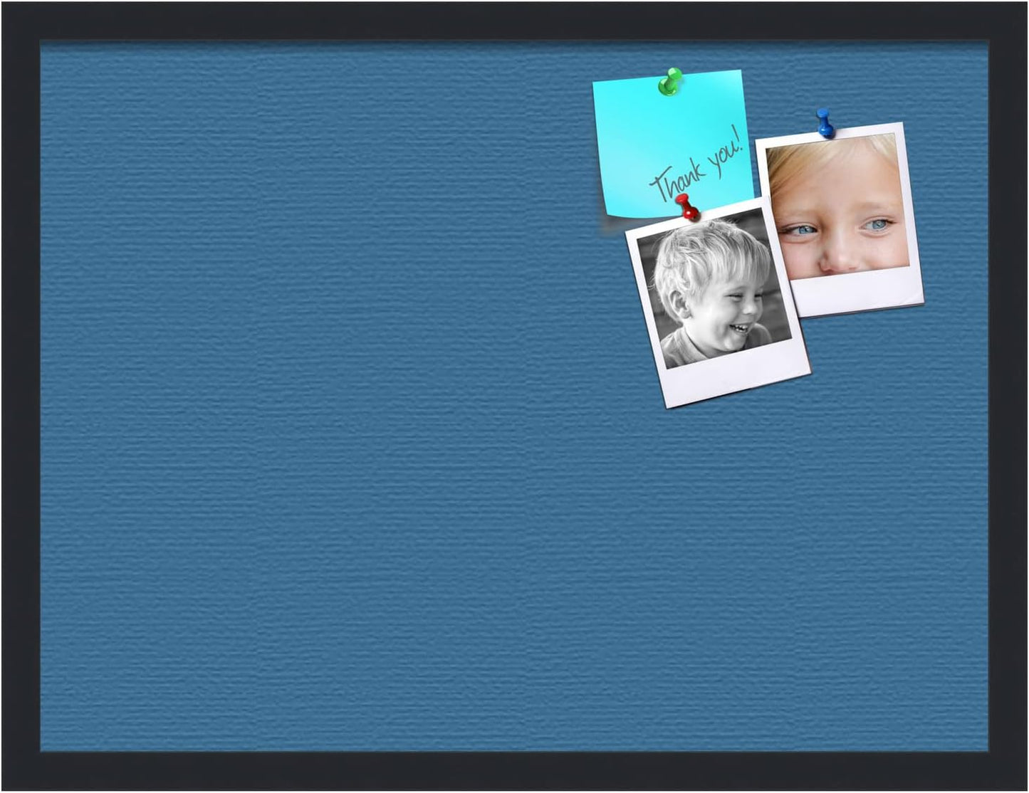 PinPix 24x18 Inch Cork Bulletin Board. This Decorative Framed Pin Board Comes with Navy Pastel Design and a Satin Black Frame. Ideal for Home Office Decor or Message Board (PinPix-1811)