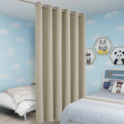 BONZER Room Divider Blackout Curtain Wide Room Darkening Total Privacy Wall Noise Reducing for Bedroom, 108L x 70W Inch (9L x 5.8W ft), 1 Panel, Cream