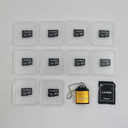 Factory Wholesale 128GB Micro SD Card 10-Pack, U3 A1 V30 Class 10, 80+MB/s Read for 4K Camera, Game Console, Drone,CCTV -with SD Adapter(128GBX10)