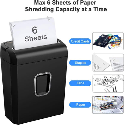 Bonsaii 6-Sheet Micro-Cut Shredder, P-4 High Security, Shreds Credit Cards/Staples/Clips, 3.4 Gal Transparent Window Bin, Black