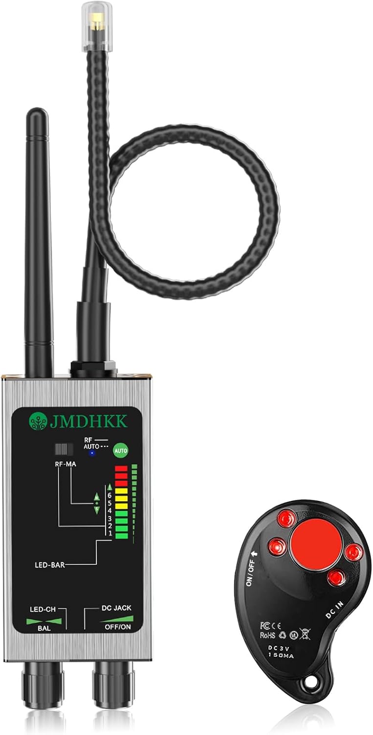 JMDHKK M8000 Hidden Camera Detector, Bug Detector,Camera Finder, Signal Detector for Hotels, Travels, Vehicles, Offices, Public Fitting Rooms (Silver)
