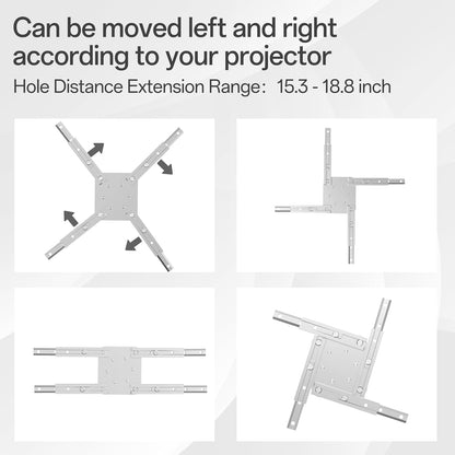 Large Projector Ceiling Mount with Adjustable Height and Extendable Arms, Projector Stand for Engineering Projectors, for Patio Outdoor/Indoor/Office/Livingroom- Silver