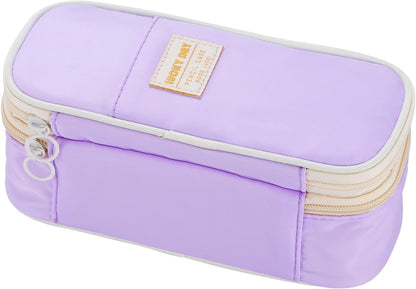 Big Pencil Case Large Capacity Pencil Bag with Zipper Pencil Pouch for Girls Boys Kids Adults Stationery Pencil Pen Case Organizer for School Office Purple