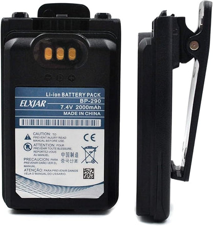 elxjar (2-Pack) 7.4V 2000mAh Li-ion BP-290 Battery, Replacement for Icom IC-F52D IC-F62D IC-M85 Two-Way Radios Rechargeable Pack