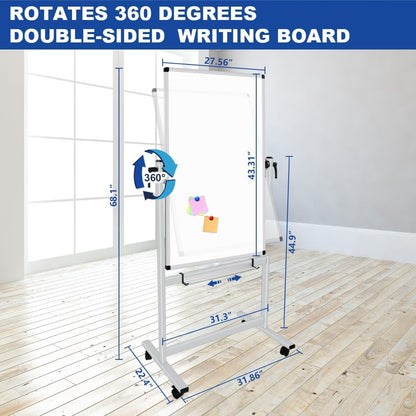 XBoard Whiteboard Mobile, 44x30inch Double Sided Magnetic Dry Erase Board on Wheels, Magnetic Portable Easel with Stand