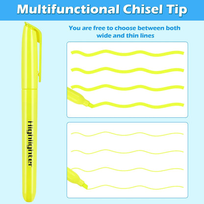 KIZZYEA Highlighters, 60 Pack Yellow Highlighters Bulk, Bright Color Chisel Tip & Dry-Quickly, No Bleed Highlighter Markers for Adult Kids, School Supplies for Teachers, Office Classroom Must Have