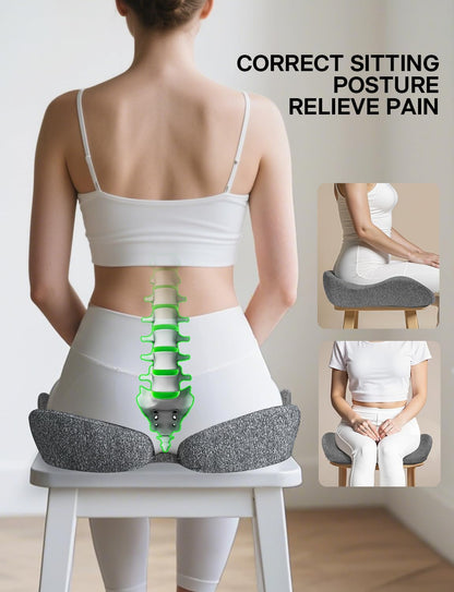 Seat Cushion, SC 150G Seat Cushions for Office Chairs, Car Seat, Wheelchair - Sciatica & Tailbone & Coccyx Pain Relief Pillow for Driver Sedentary People（Size:19.6 * 16.6 * 3.7 in-Grey）