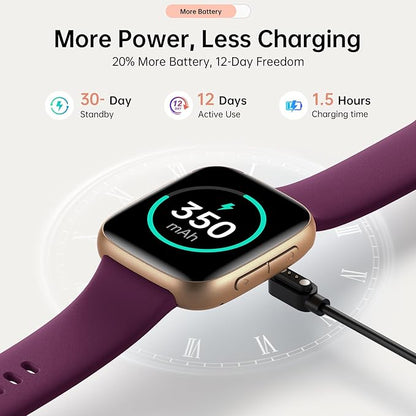 Latest Smart Watches for Women & Men - Performance Upgraded, 1.85-inch AMOLED HD Display (390x450), 12-Day Battery Life, 3ATM Waterproof (30m), Call, Health Monitoring, Fitness Tracker (D-Purple)